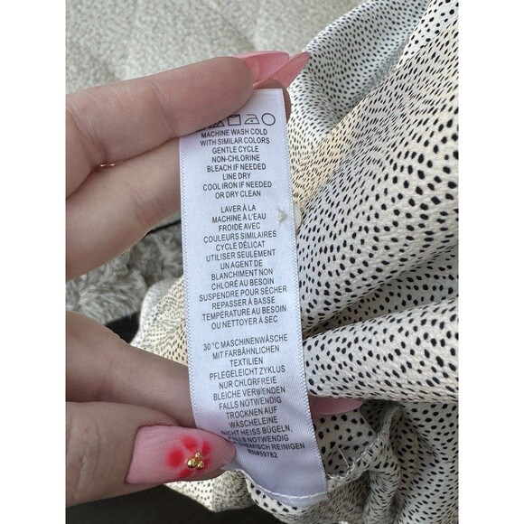 Adrianna Papell White Polka Dot V-Neck Long Sleeve Blouse Size Medium - Picture 6 of 6